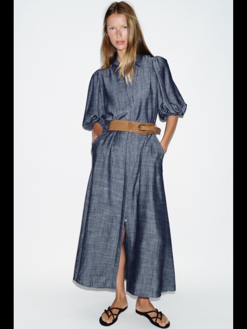 ZARA Belted Midi Dress